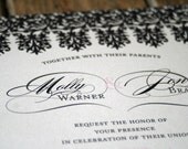 Vintage Wedding Invitation French Black Lace and Damask Custom
