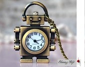 Vintage style Robot Pocket Watch Necklace