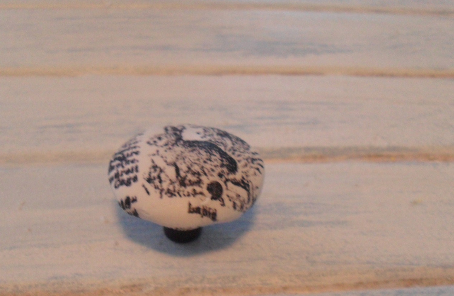 Handstamped Rabbit knob French Dictionary Collections by katecreativesalvage