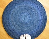 EKRA Midnight Blue T shirt Round Crochet Upcycled Area Rug