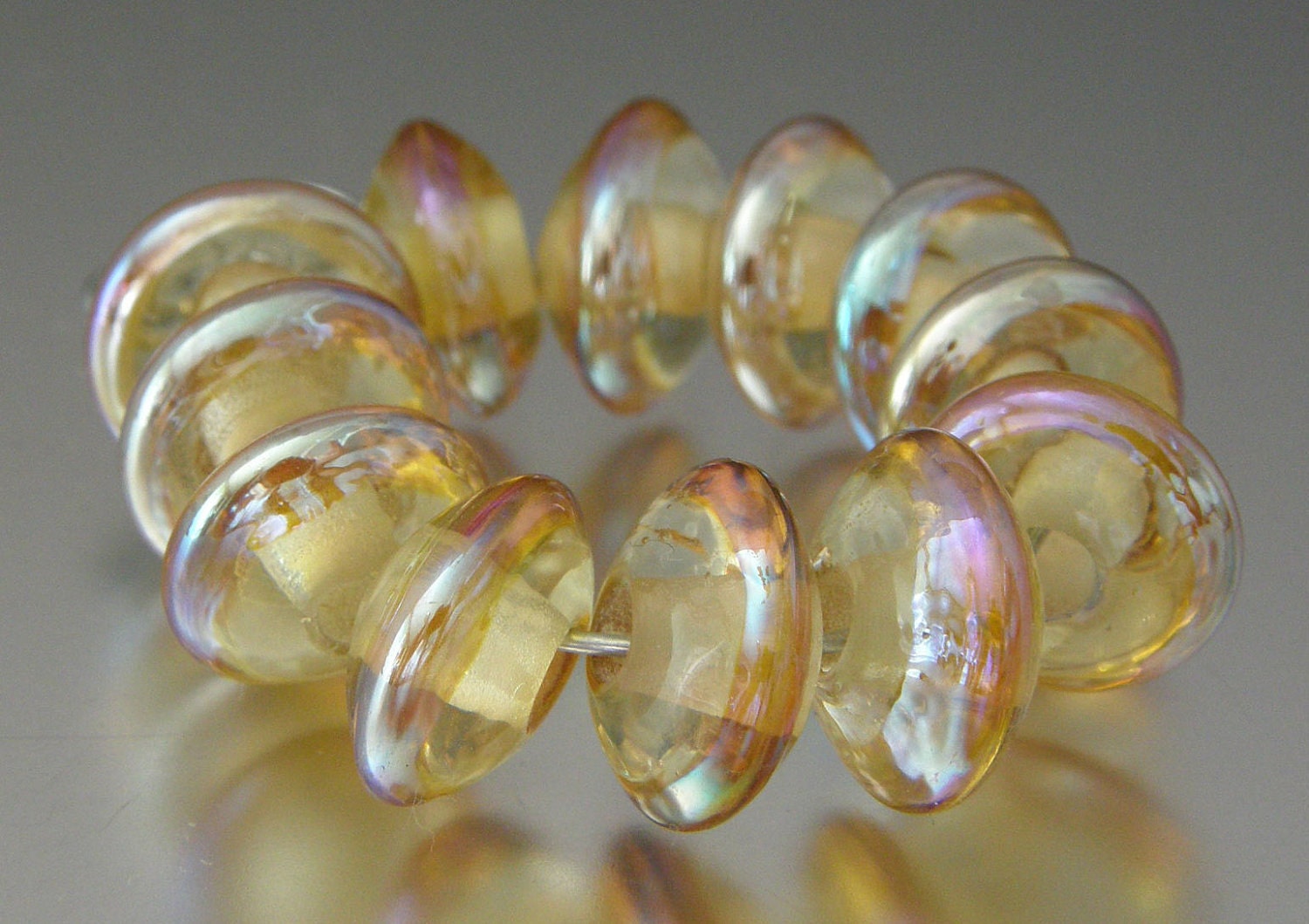 KILLERBEEDZ1 - Golden Sun - 12 Disc  Lampworked Beads