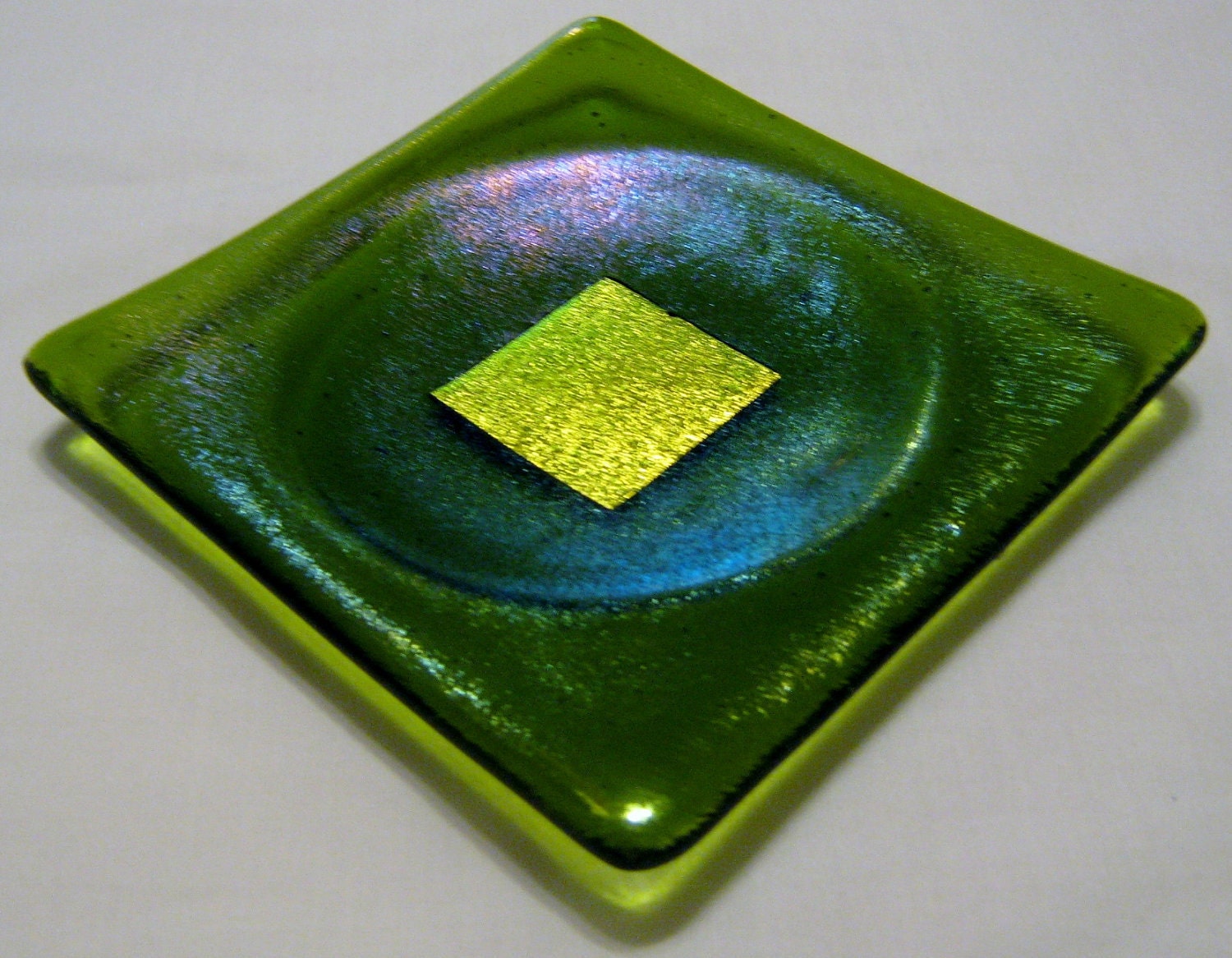 VERDE ORO  Kiln-Formed Artisan Fused Glass Dish