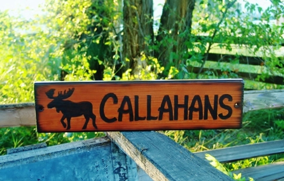 Rustic Cabin Bull Moose Sign with Personalized Family Name