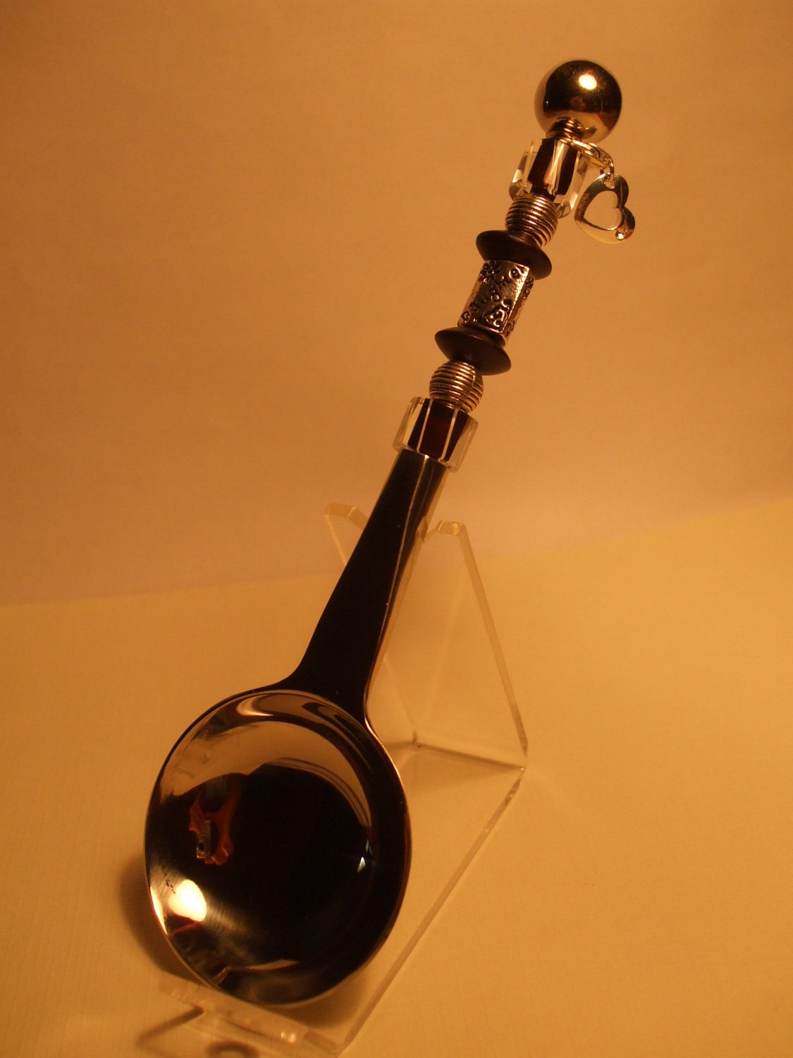 DAUGHTER BEAD and a Silver Heart Charm On A Beaded Coffee Scoop or Serving Spoon  -  The Perfect Hostess Gift - Free Shipping