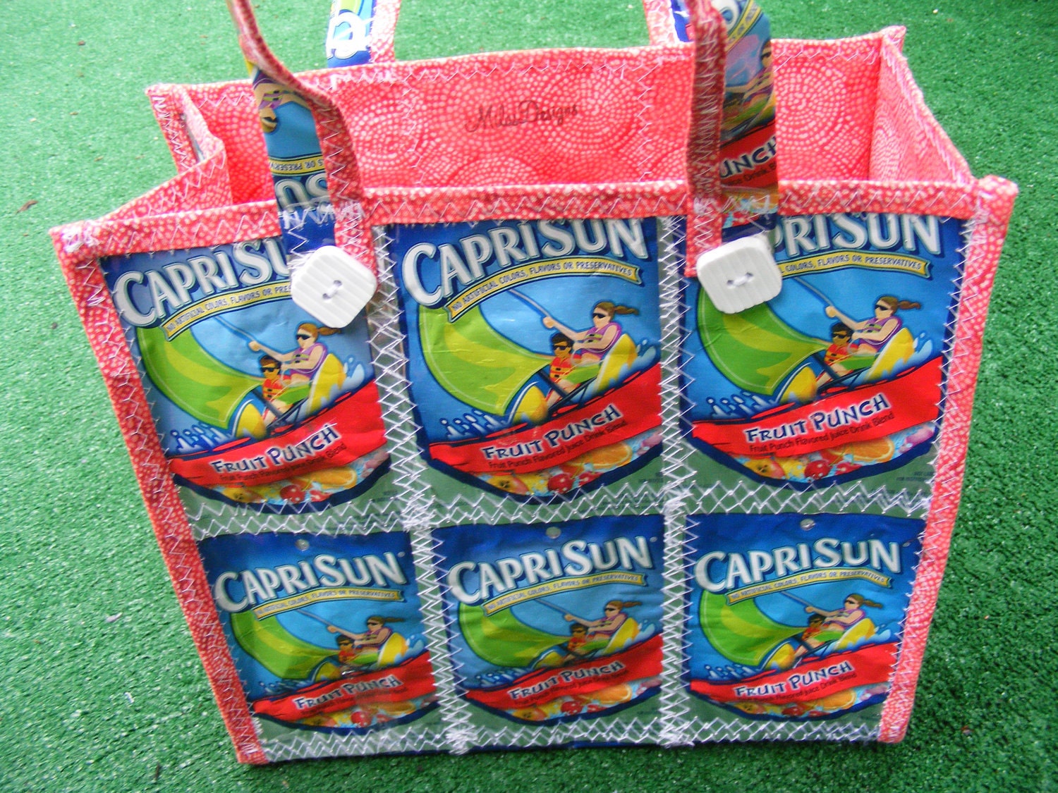 Upcycled CapriSun Pouches Tote Bag (Fruit Punch) Red