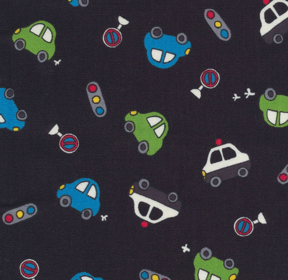 Japanese Fabric - Car Town (Black),  Half Yard