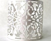Lan Flower Filigree Metal Hard Cuff Bracelet