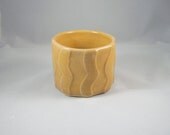 Yellow Hand Thrown Wax Resist Ceramic Pottery Flower Vase
