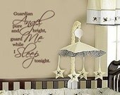 Guardian Angel Pure and Bright Guard Me While I sleep Baby Nursery Vinyl Wall Words Decal