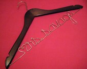 Custom Hanger Personalized with New Last Name MAHOGANY wood SILVER wire