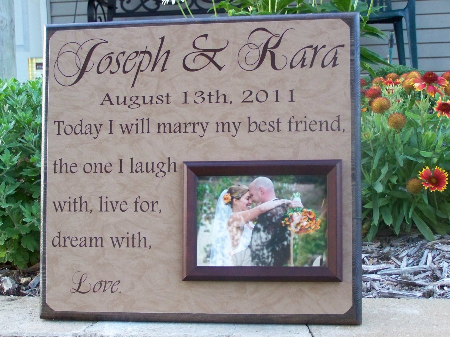 Customized Wedding Picture Frame Gift, Anniversary, Love, verse, vows, bridal shower, maid of honor
