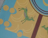 Floorcloth Hand Painted Canvas Rug Antelope Tipi Painting 4'x6' Free Shipping