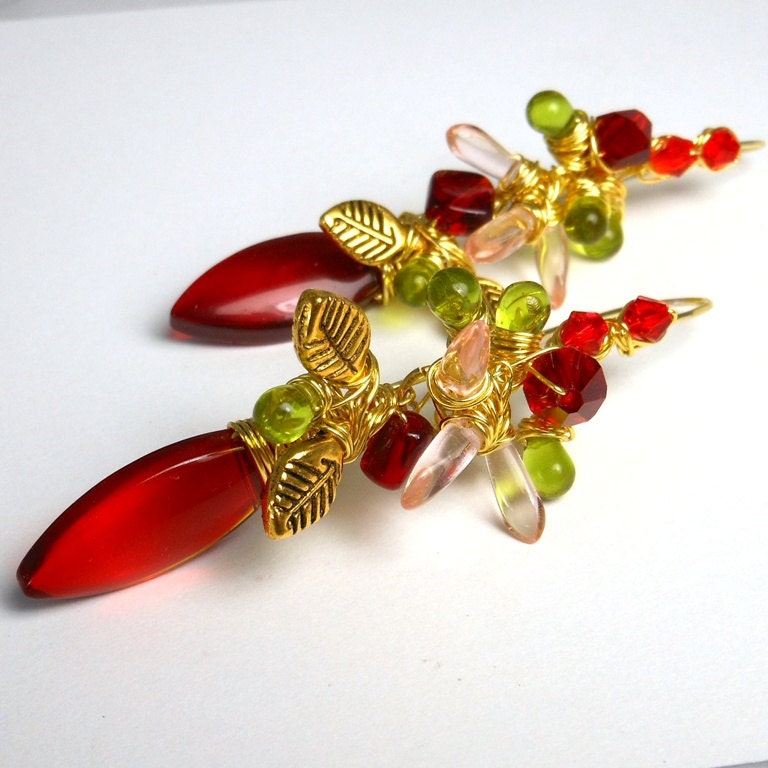 Tutti Fruitti Earrings wire wrapped