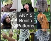 Any 5 Bonita Patterns Bundle - Crochet Patterns PDF - Permission to Sell Finished Producs