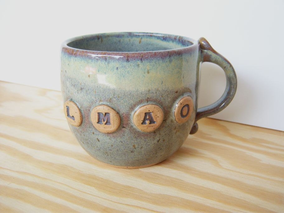 Stoneware Pottery Mug in Fog Glaze- lmao