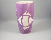 Purple and White Bubbly Fish Ceramic Pottery Flower Vase or Toothbrush Cup