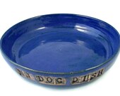 Ceramic Dog Bowl -  Says MY DOG DISH - Handmade Pottery Wheel Thrown Stoneware / Ready to Ship
