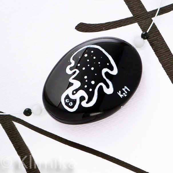 SPLASH black agate hand painted pendant