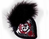 Baby Burlesque Skull and Roses Feathered Teardrop Fascinator