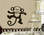 Kids Room Baby Monkey animal 12x12 Nursery Vinyl Wall Words Decal