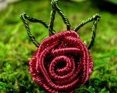 Wire Wrapped Ring:  "Romantic Red Rose"
