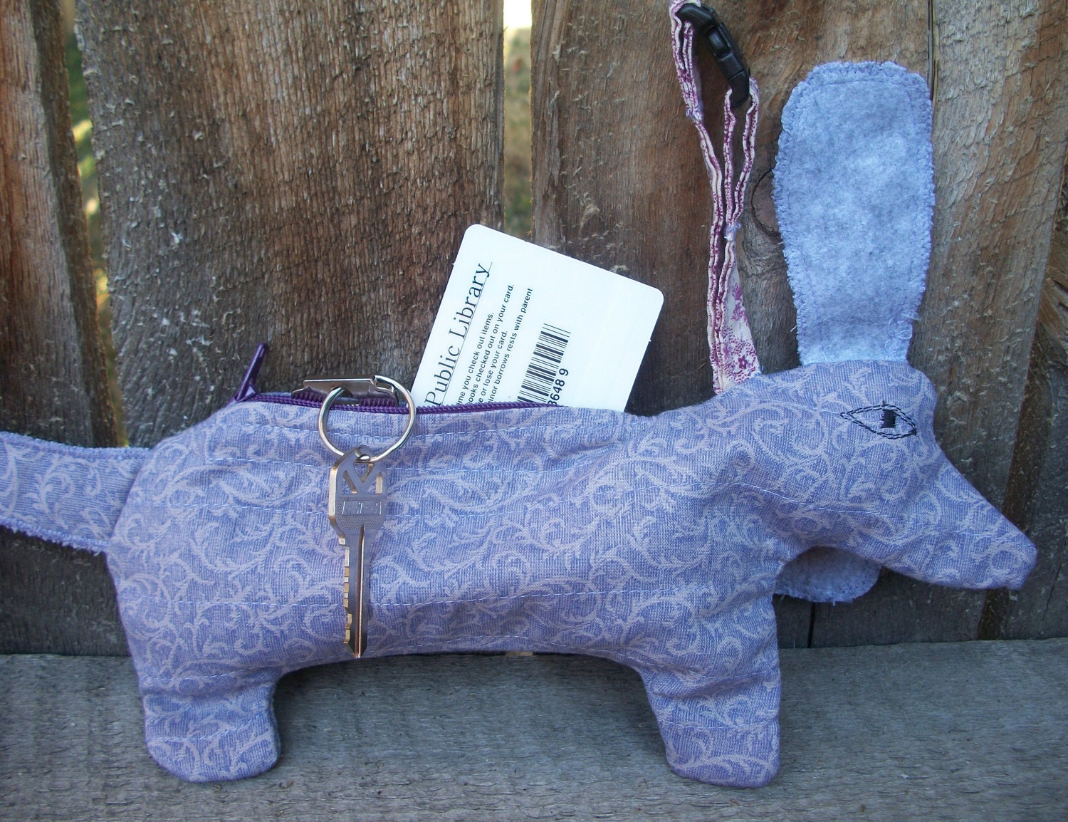 Dachshund Zipper Pouch Cell Phone Ipod Case in Quilted Lavender