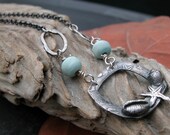 Sea shell wreath silver with lampwork beads