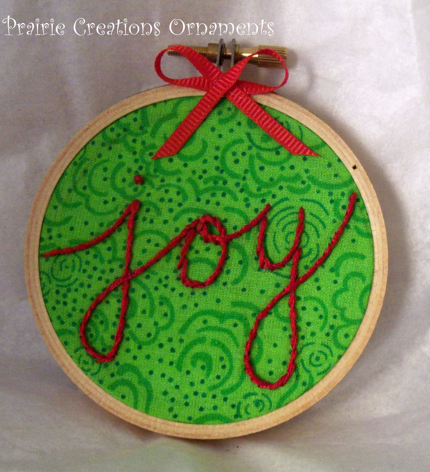 3" Hoop Art Hand Embroidered Ornament or Wall Decor Joy