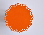 12 Stickers Seals Doily Gloss Orange Large