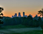 Sunrise over the Downtown Minneapolis, MN skyline from Theo Wirth Park - 11x14 Fine Art Print