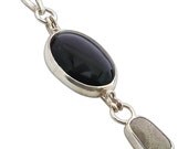 Black Onyx, Petoskey Stone and Sterling Silver Pendant  ponxg1876