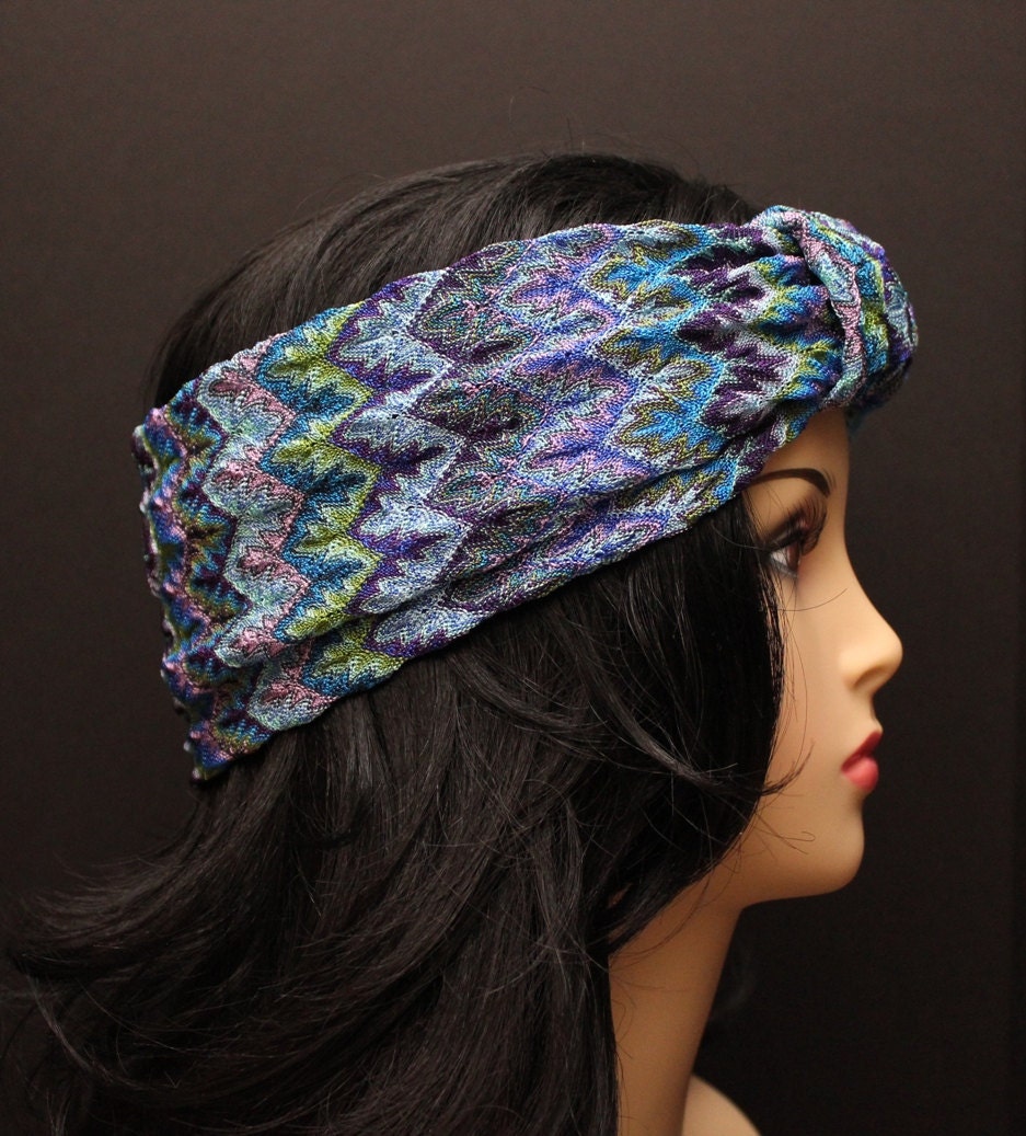 Multicolored Blue Flame Headband Turban