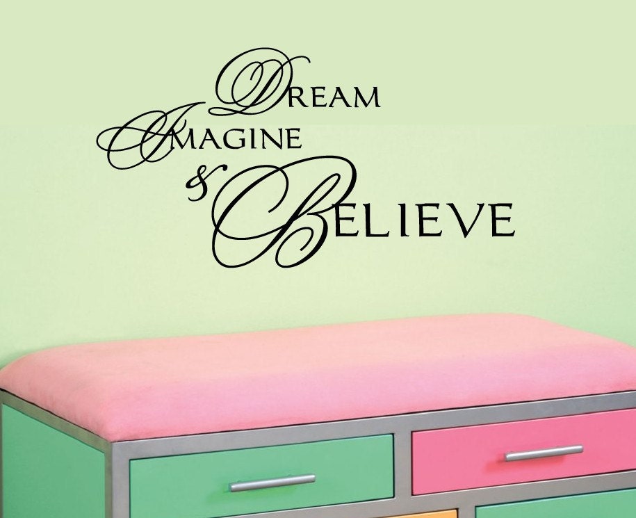 Dream Imagine & Believe Baby Nursery Vinyl Wall Words Decal