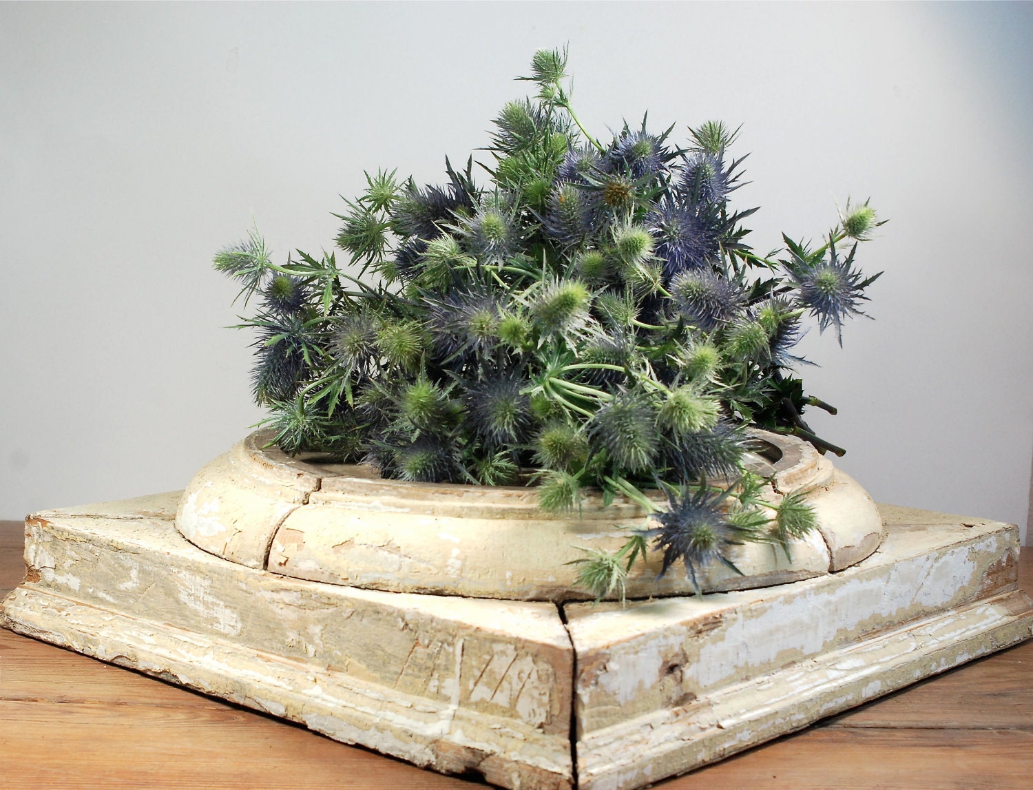 Vintage Salvage Wood Column Base Shabby Chic