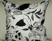 Free US shipping Elegant Designer 18x18 Pillow Cover with Invisible zipper closure Flower White/Black Print