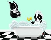 Bath Time - 11 x 14 Boston Terrier Dog Art