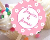 Cupcake Picks, Toppers, Wedding, Bridal, Baby Shower, Birthday, Baby Shower, Pink, Personalized, Set of 12, by NecessiTees on Etsy Il_170x135