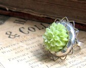 Lime Green Chrysanthemum Ring