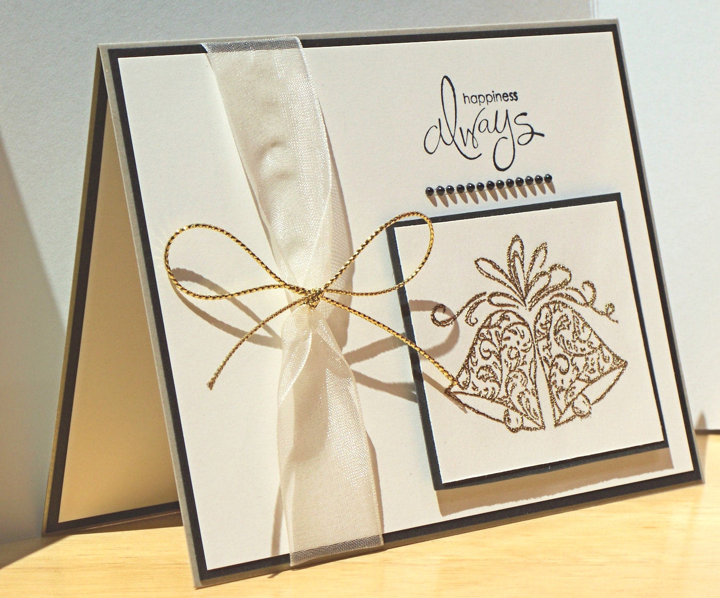 Wedding Elegance Card, Gold Embossed Bells
