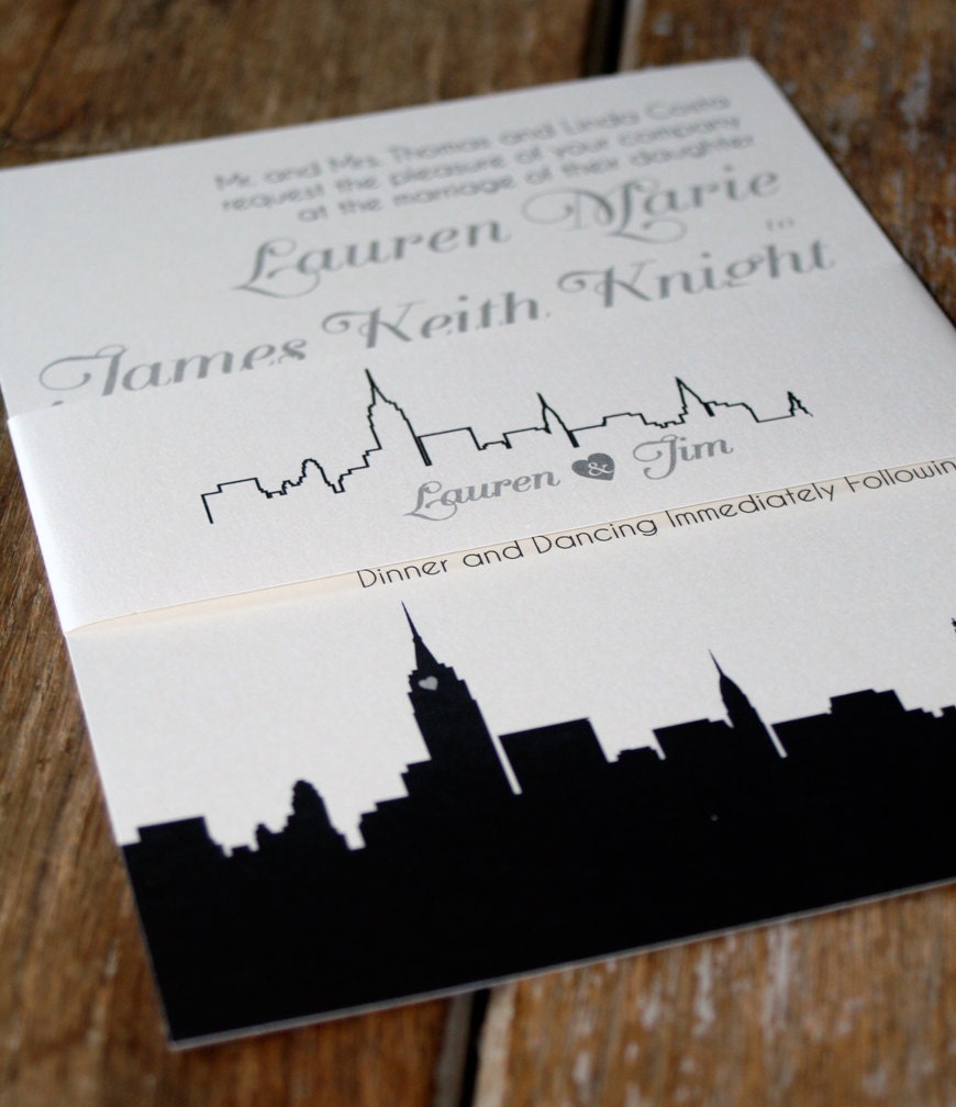Modern Wedding Invitation : Skyline Wedding Invitation NYC, Chicago-Modern, any city