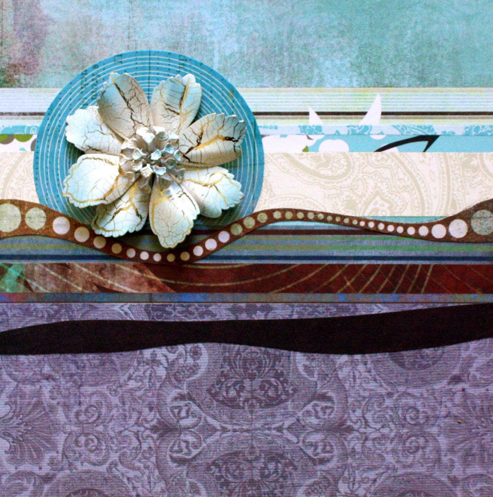 Under a Brilliant Blue - Original Mixed Media Collage Art