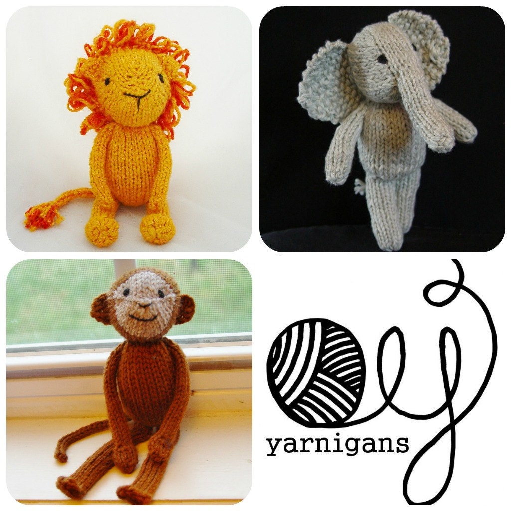Three Pattern Special - Jungle Animals knitting patterns pdf