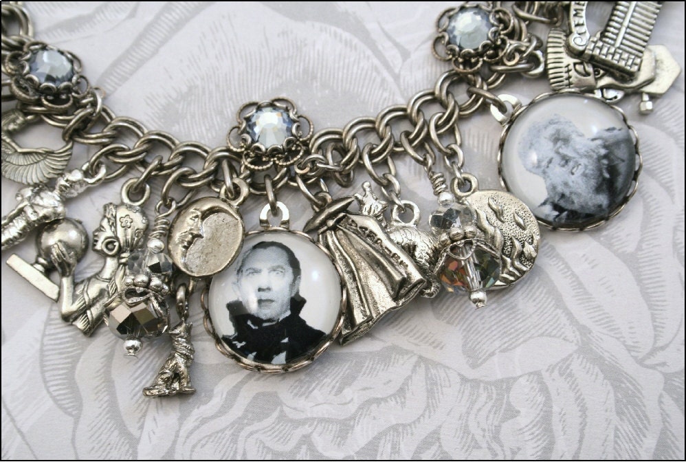 Monster Mash, Halloween, Vintage Looking Charm Bracelet