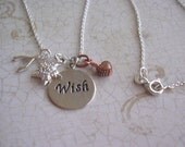 Sterling Wish Charm Necklace, Star, Wishbone, Heart