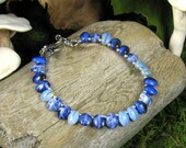 Beaded Glass Bracelet: "When Leaves Feel Blue"