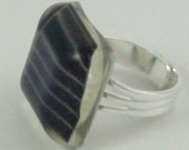 Silver Solar Panel Ring Bold Blue Square