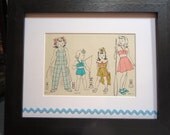 Framed Children's Fashion Illustrations from 1948 Buttericks Pattern Magazine