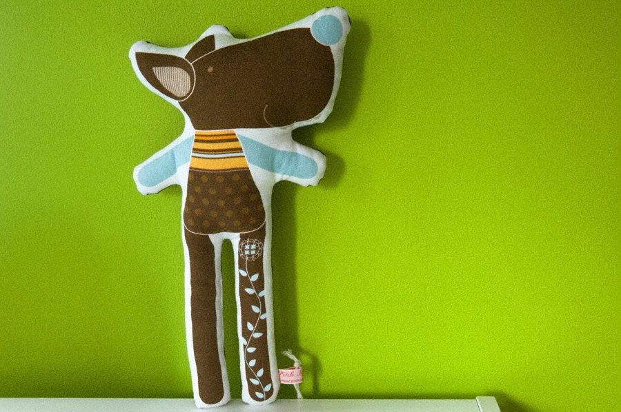 softie animal - Tristao the brown wolf, in high quality cotton fabric