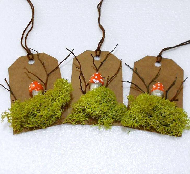 3 WOODLAND Toadstool GIFT TAGS