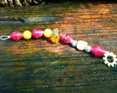 Brass Lock Washer with Reds Beaded Hair Accessory (Part of Two Step Process Hair Sticks)